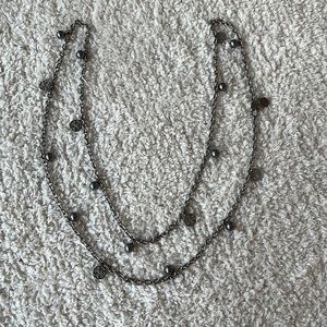 Tory Burch Silver Tone Logo Necklace